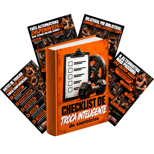 Bônus 4: Checklist de Troca Inteligente de Exercícios, em livro com páginas em leque