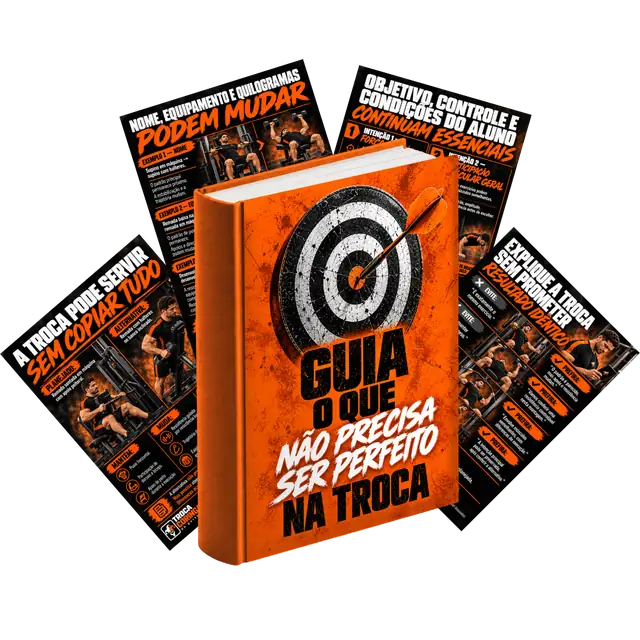 Bônus 5: Guia: O que NÃO Precisa Ser Perfeito na Troca, em livro com páginas em leque